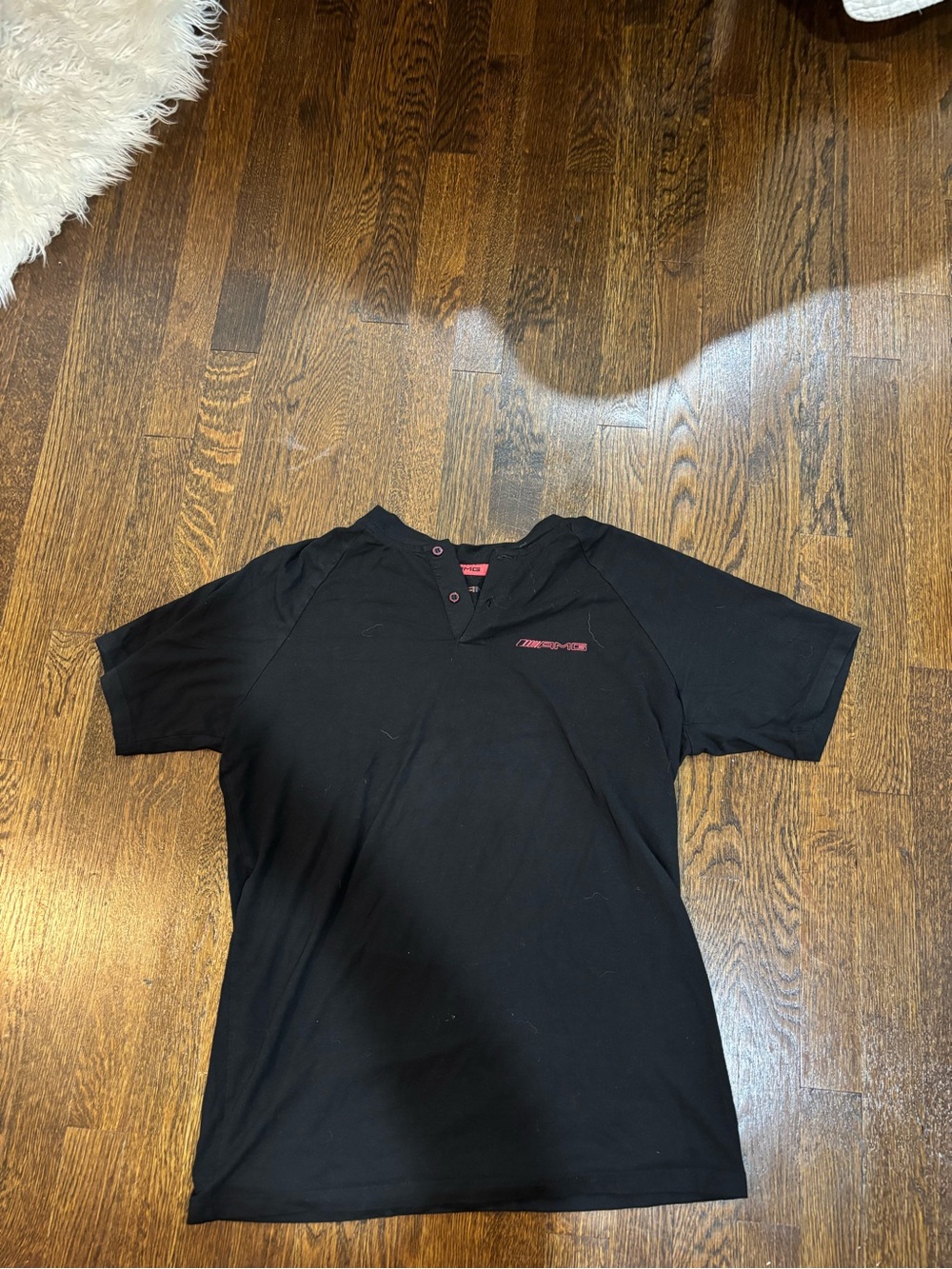 Mercedes AMG Petronas Black Short-Sleeve V-Neck Tee with Small Logo